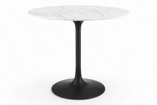 Crillion Round White and Black Marble Dining Table
