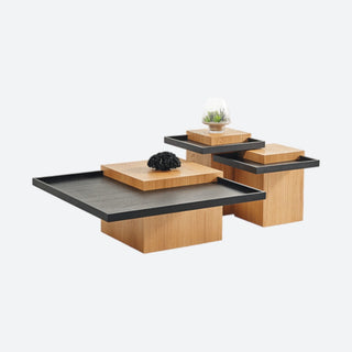 Tavolino da caffè in legno impilabile a 3 pezzi