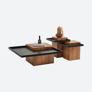 Tavolino da caffè in legno impilabile a 3 pezzi