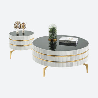 Zlatno-krem okrugli stolić za kavu