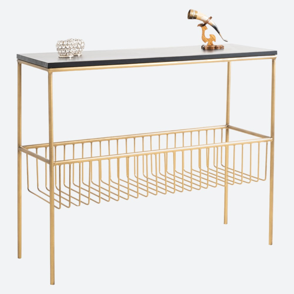 Arwen Gold Console Table - Sleek Design with Storage | Eurus Concept