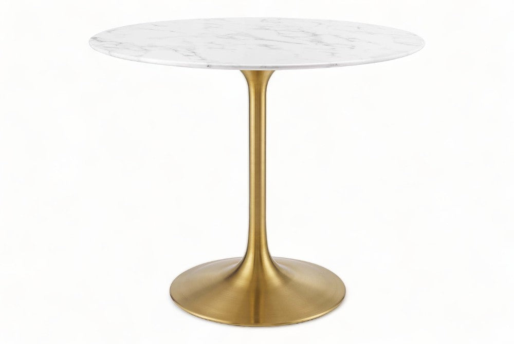 Tavolo da pranzo rotondo in marmo bianco e oro Crillion