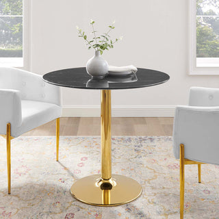 Elysium მრგვალი შავი და ოქროს მარმარილოს სასადილო მაგიდა