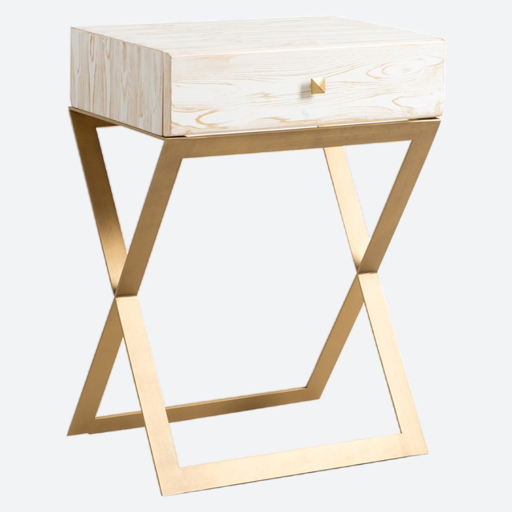 Table console Indila dorée avec tiroir