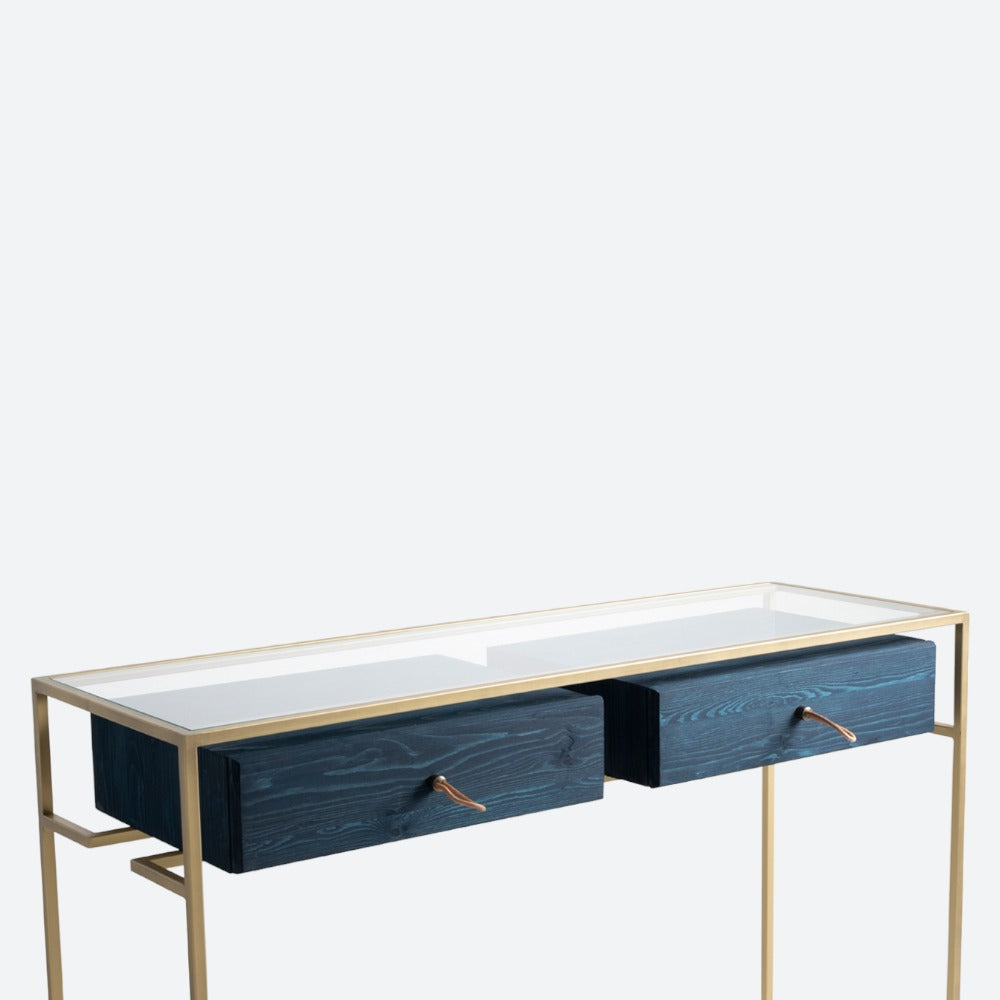 Table console bleue Lima avec tiroir