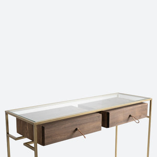 שולחן קונסולת עץ לימה עם מגירה