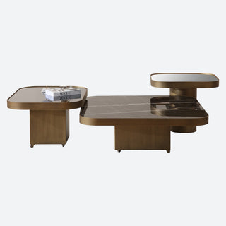 סט שולחן קפה משולש מעץ