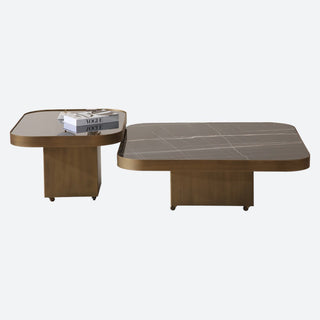 סט שולחן קפה משולש מעץ